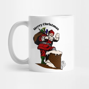 Santa Claus entering in house from Chimney Mug